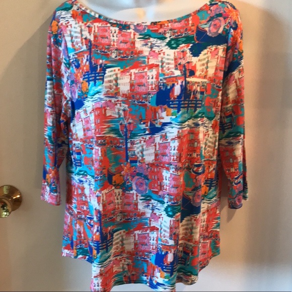 PECK&PECK PETITE SUMMER TOP 3/4 SLEEVES SIZE PL Excellent Condition - Picture 7 of 7
